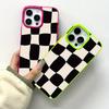 Прозрачный чехол-желе с дизайном в клетку для iPhone 17, 16, 15, 14, 13, 12, 11 Pro/Max/Plus - Ударопрочная задняя крышка