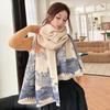 2204 Winter New Fashionable Imitation Cashmere Scarf Thickened Double Sided Warm Women'S Dual Purpose Air Conditioning Shawl Waist