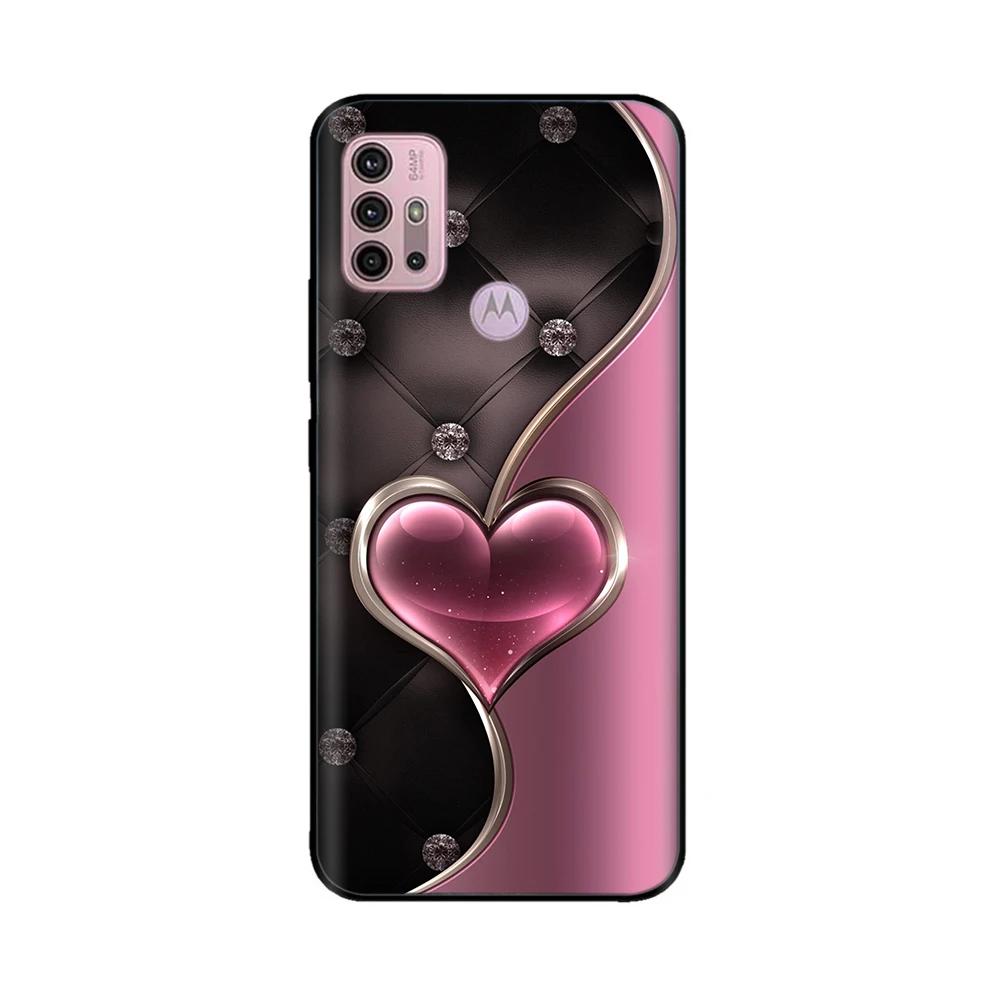Чехол для Motorola Moto G20 XT2128-1 XT2128-2 Сердечко Мягкий Жидкий Силикон Задняя Крышка Чехол для Телефона Для Moto G10 G30 G20 G60 Capa