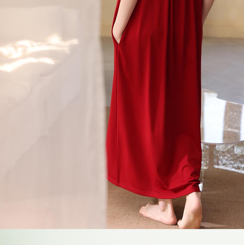 Xuanliang 2026 new women's summer Modal cotton sleeveless ultra long skirt sexy sleepwear red home outfit