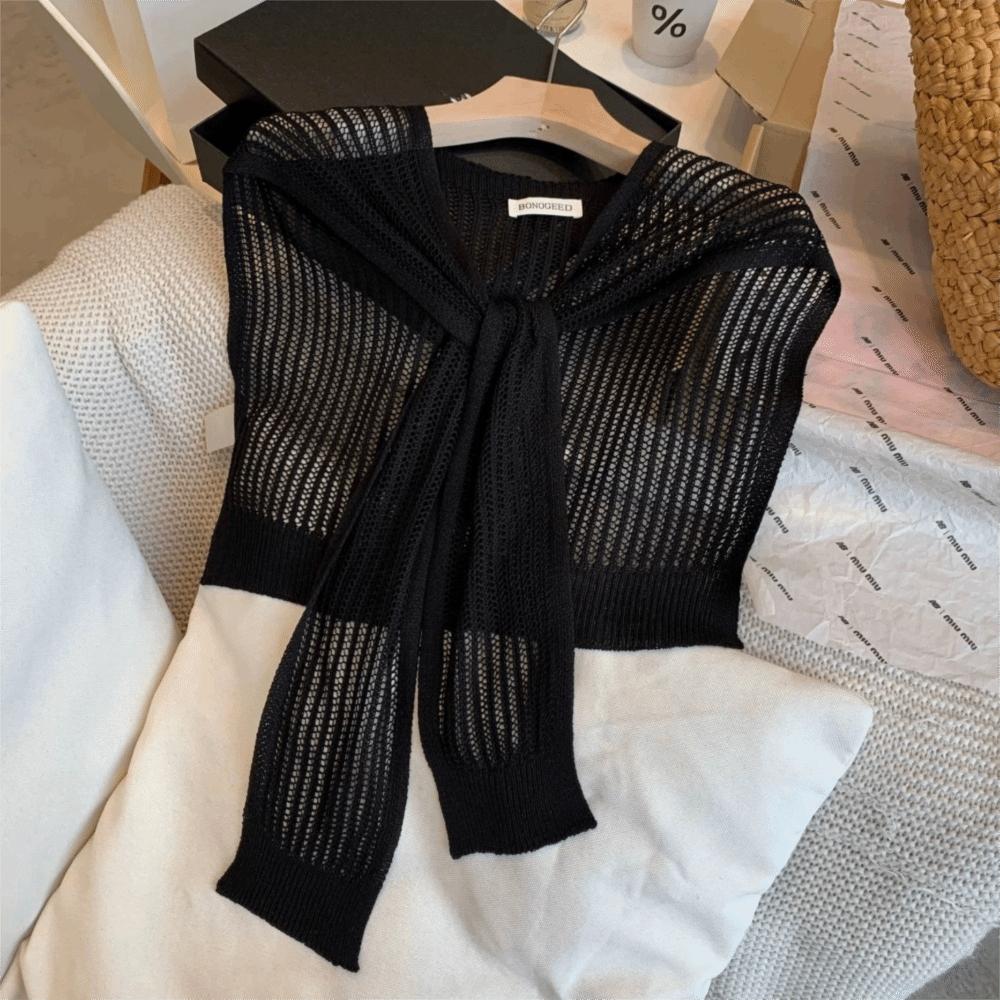 Summer Shoulder Scarf Solid Color Thin Knotted Cape Exquisite Neck Guard Scarf for Women