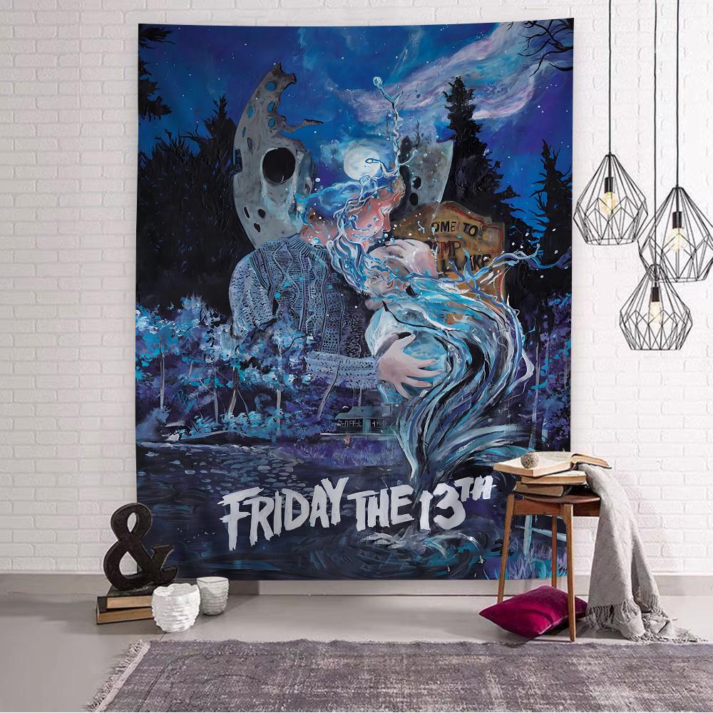 Friday the 13th DIY Wall Tapestry Hippie Flower Wall Carpets Dorm Decor Wall Art Decor