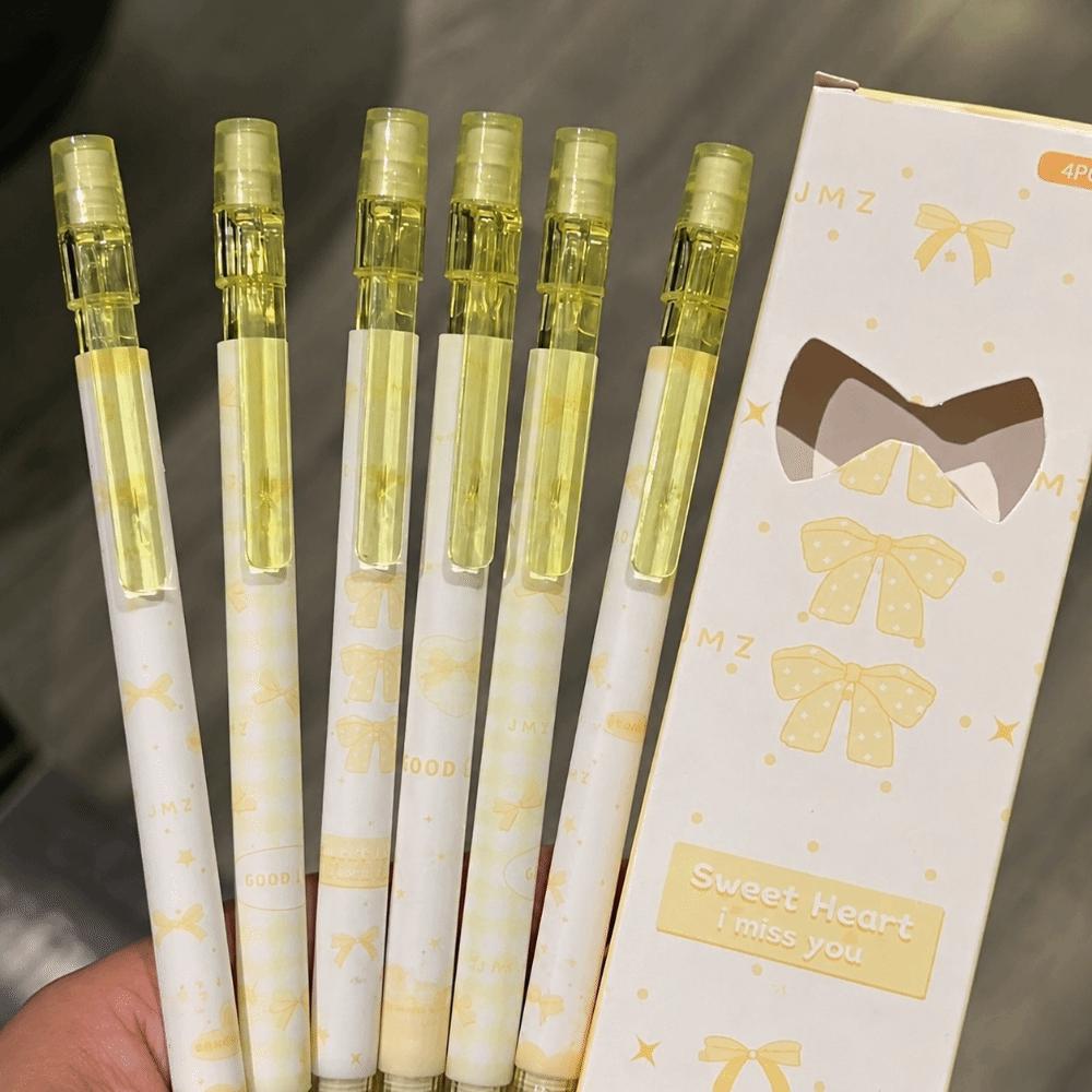 4PCS/Set Bow Series 2B Pencils with Eraser Top Writing Pencils Kawaii Automatic Pencils  Gift