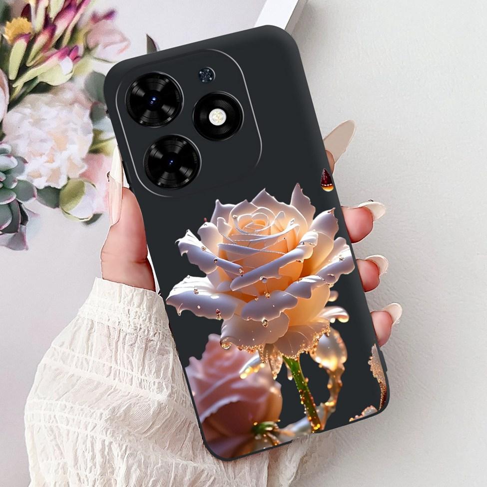 Для Tecno Spark Go 2024 BG6 Задняя крышка Для Tecno Spark Go 2024 Чехол Модный Роскошный Цветы Милый Мультяшный Кот Ударопрочный Силиконовый