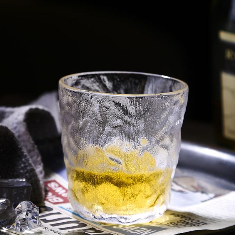 280 мл/330 мл Стеклянная бутылка для питья Простой стакан для воды из ледникового стекла Стакан для виски со льдом Бокал для вина Кофейная чашка Чашка с узором коры дерева Пивная кружка