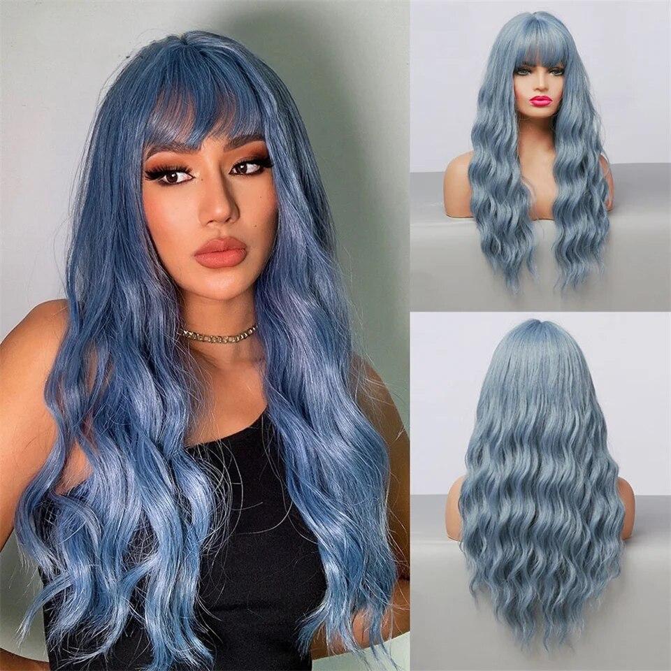 Длинные коричневые синтетические парики с эффектом омбре для женщин, волнистые парики из натуральных волос, средняя часть, женский парик, косплей, термостойкие волокна, парики