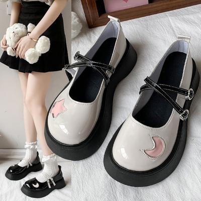 Модные туфли в японском стиле Лолита, женские туфли Kawaii Stars Moon JK для косплея, женские туфли Mary Jane с круглым носком и толстой подошвой, милые мокасины