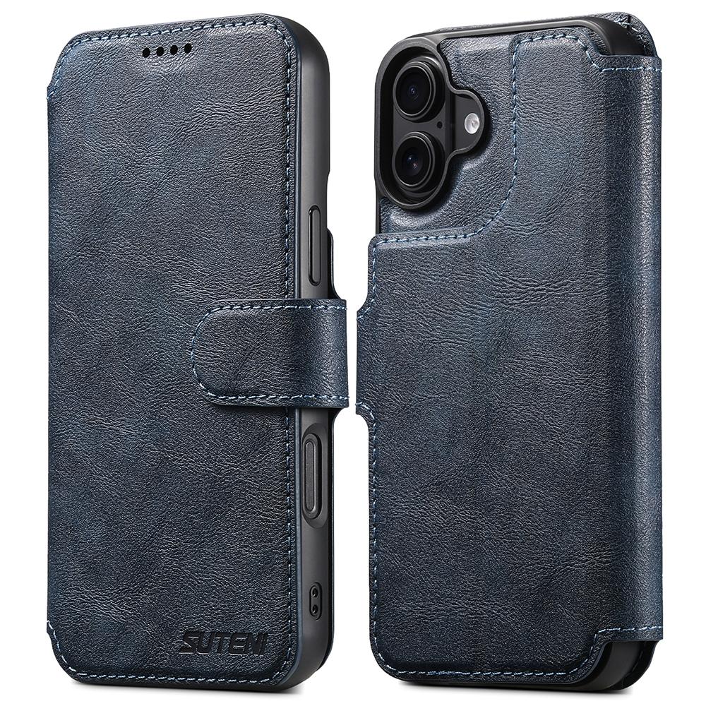 SUTENI Q-05 Чехол-кошелек для iPhone 16 2 в 1 Съемный кожаный откидной чехол для телефона с подставкой
