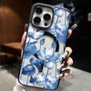 Прозрачный чехол 'Голубой Лотос' для iPhone 16 и 17 Pro с дизайном в виде лозы