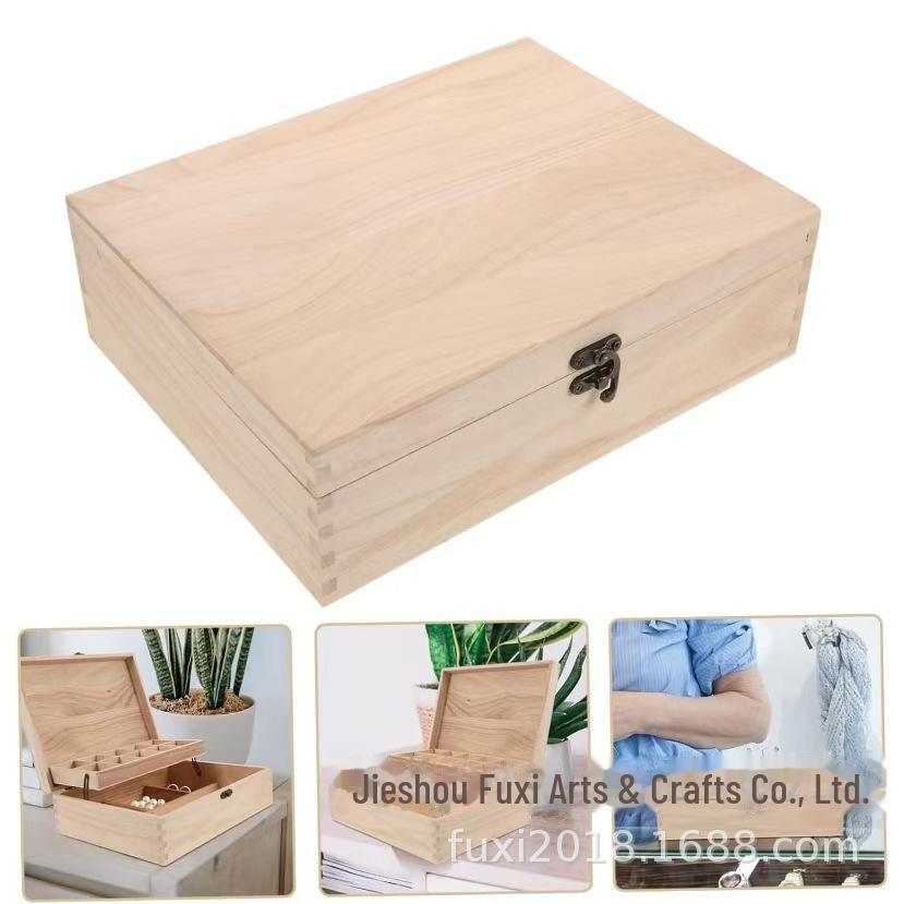 Paulownia Wood Double-Layer Jewelry and Needle Storage Box