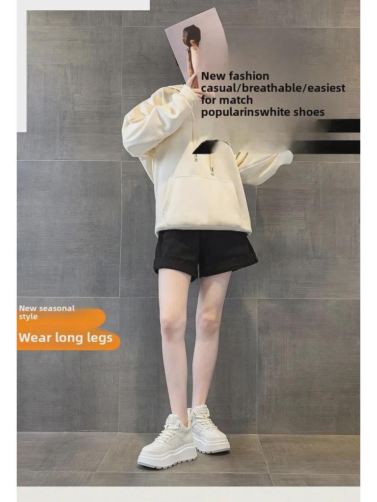 Women's Stylish Thick-Soled High-Top White Sneakers - 2025 Autumn/Winter Collection