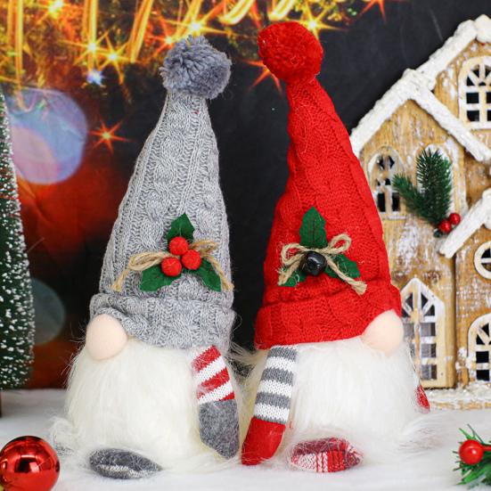 Lighted Christmas Gnome Small Light Up Plush Santa Elf with Knitted Hat Stuffed Swedish Tomte Toy for Winter Tabletop Fireplace Decor