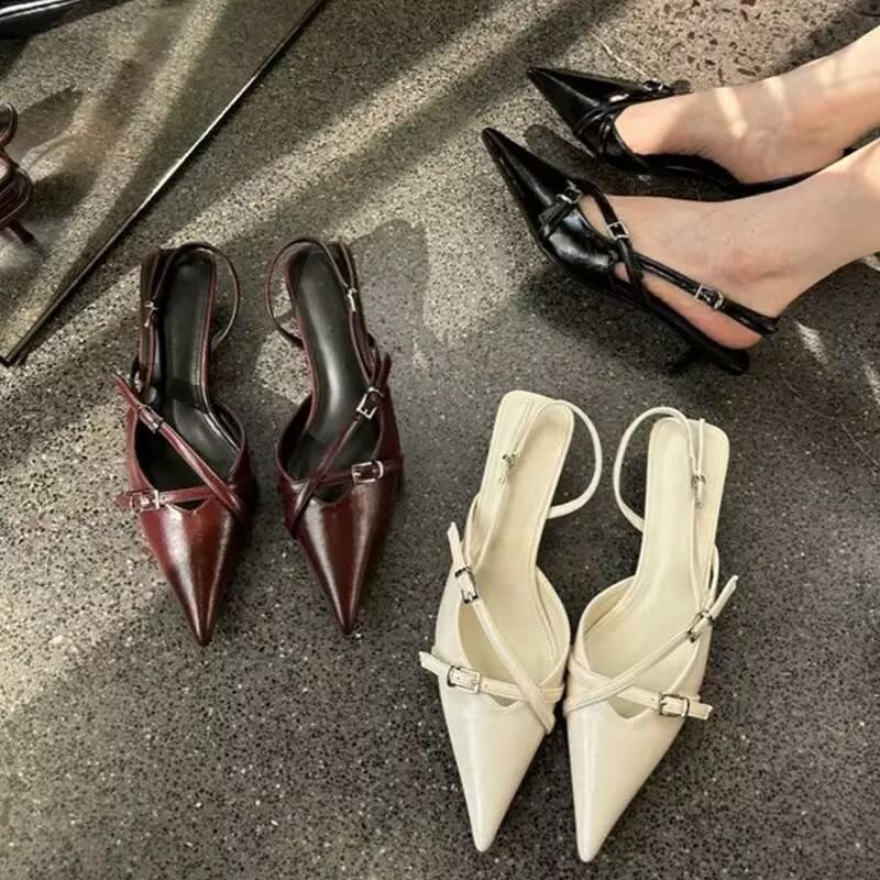New Style Women's Jeans Heeled Sandals Pointed High Heel Office Lady Shoes Beautiful Women High Heel Shoes Sandals Zapatos Mujer