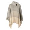 Turtleneck Button Striped Tassel Pullover Knitted Cloak Shawl