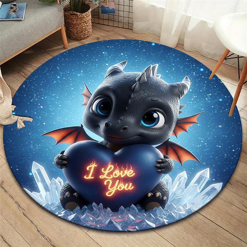 LovingDragon Круглый ковер, Ковер для гостиной, спальни, дивана, игровой комнаты, Декор, Нескользящий коврик для пола
