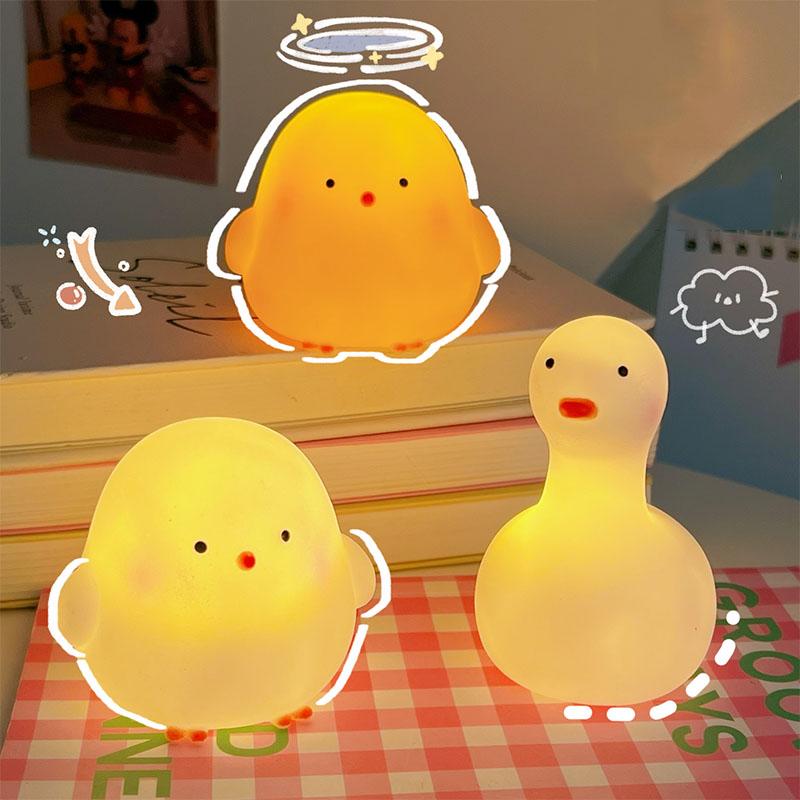 1PC New Duck Cute Decoration Cartoon Chick Mini Night Light Kids Bedroom Sleep Fairy Lamp Gifts Night Lamp
