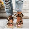 Women's Leopard Print Bow Sandals Summer Fashion Thick Soled Outdoor Beach Slippers Trend Flat Casual Shoes Lightweight