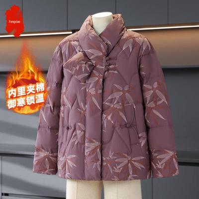 Новая женская куртка с плюшевой подкладкой в китайском стиле для среднего возраста