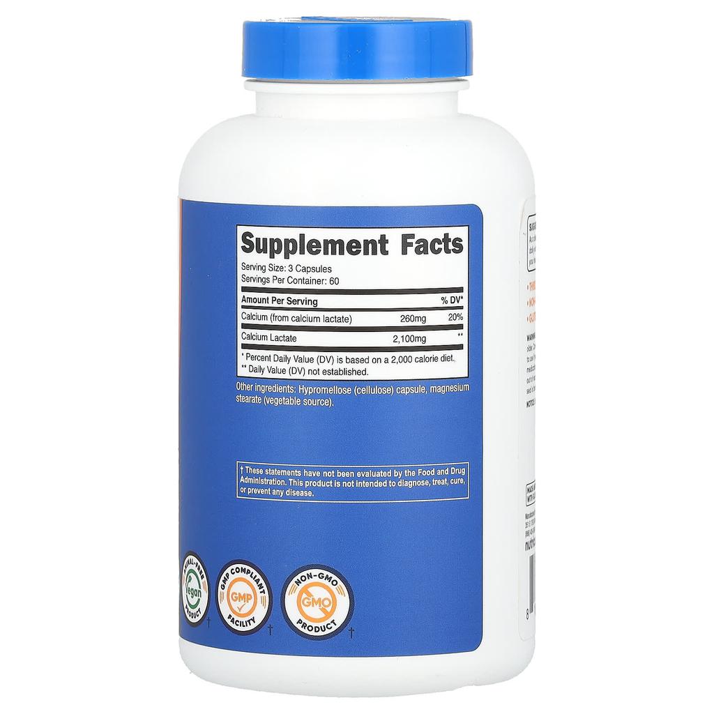 Calcium Lactate, 180 Capsules (700Mg Per Capsule)