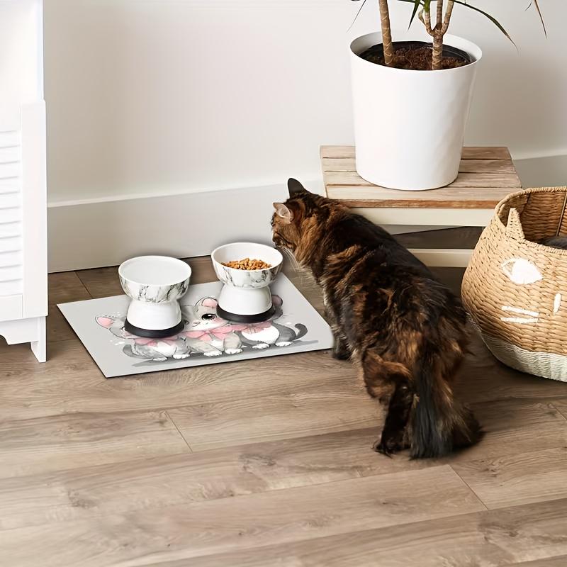 1 Милый кошачий узор, коврик для питомца, легко чистится и прочный, быстросохнущий, впитывающий коврик для кормления с нескользящей основой, высококачественный коврик для кормления кошки, коврик для кормления питомца
