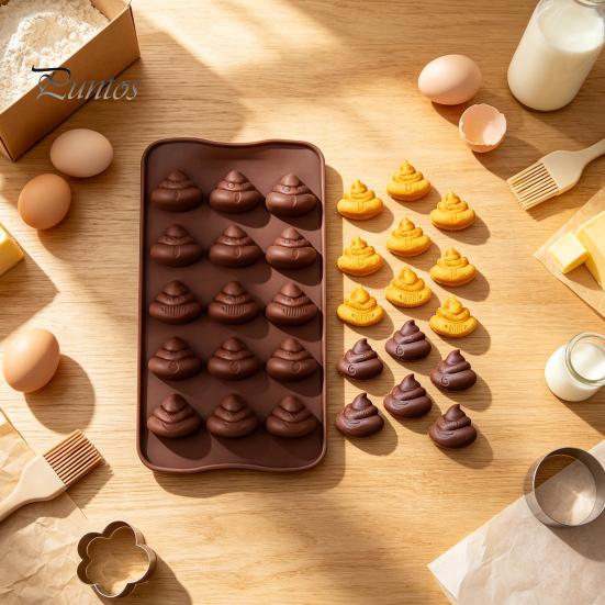 DIY Baking Kits for Kids Funny Poop Chocolate Mold, 15 Cavity Silicone Tray, Non-stick Heat Multipurpose Kitchen Tool Resistant Dessert Mold