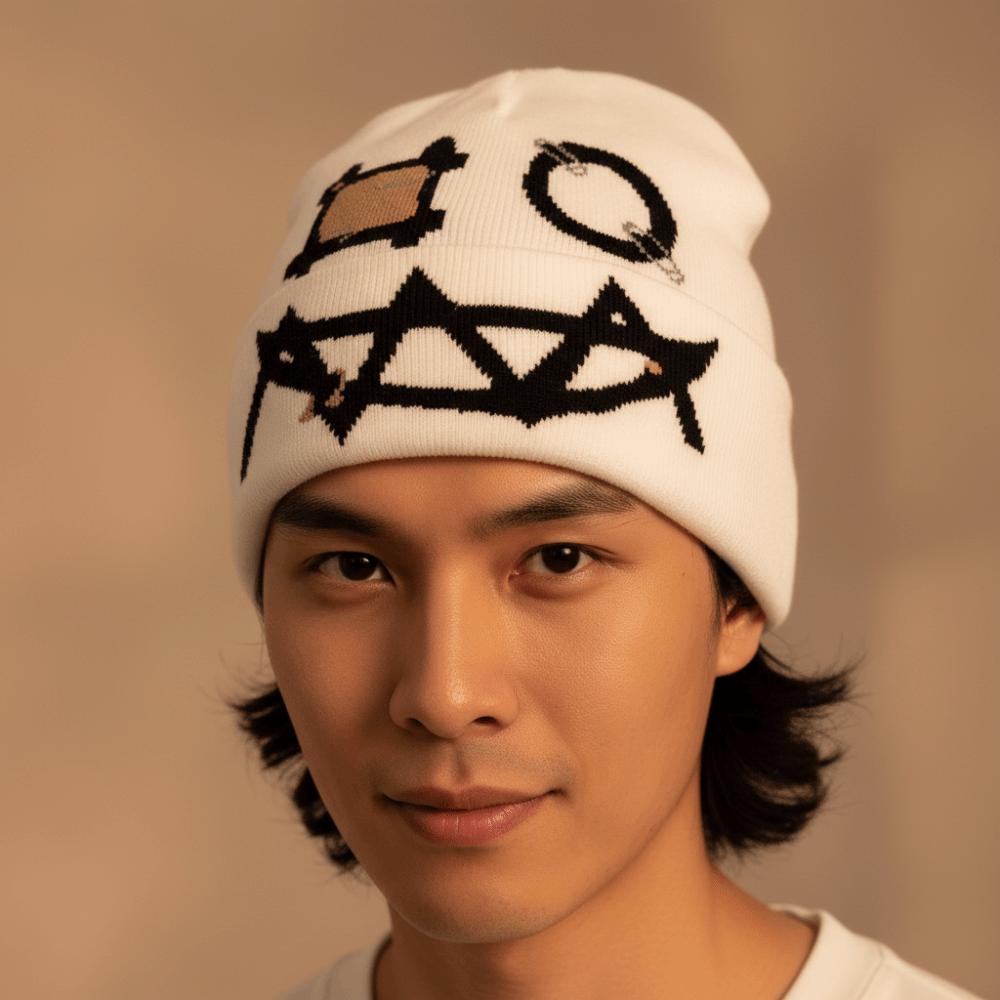 Winter Warmth Printed Pin Beanie High Elasticity Ghost Mask Cap Demon Face Hat Music Festival