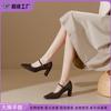 Cowhide Edition~ French Retro Single Shoes Women's 2025 Celebrity Style Hong Kong Counter Light Luxury High Heels Fashion Versatile