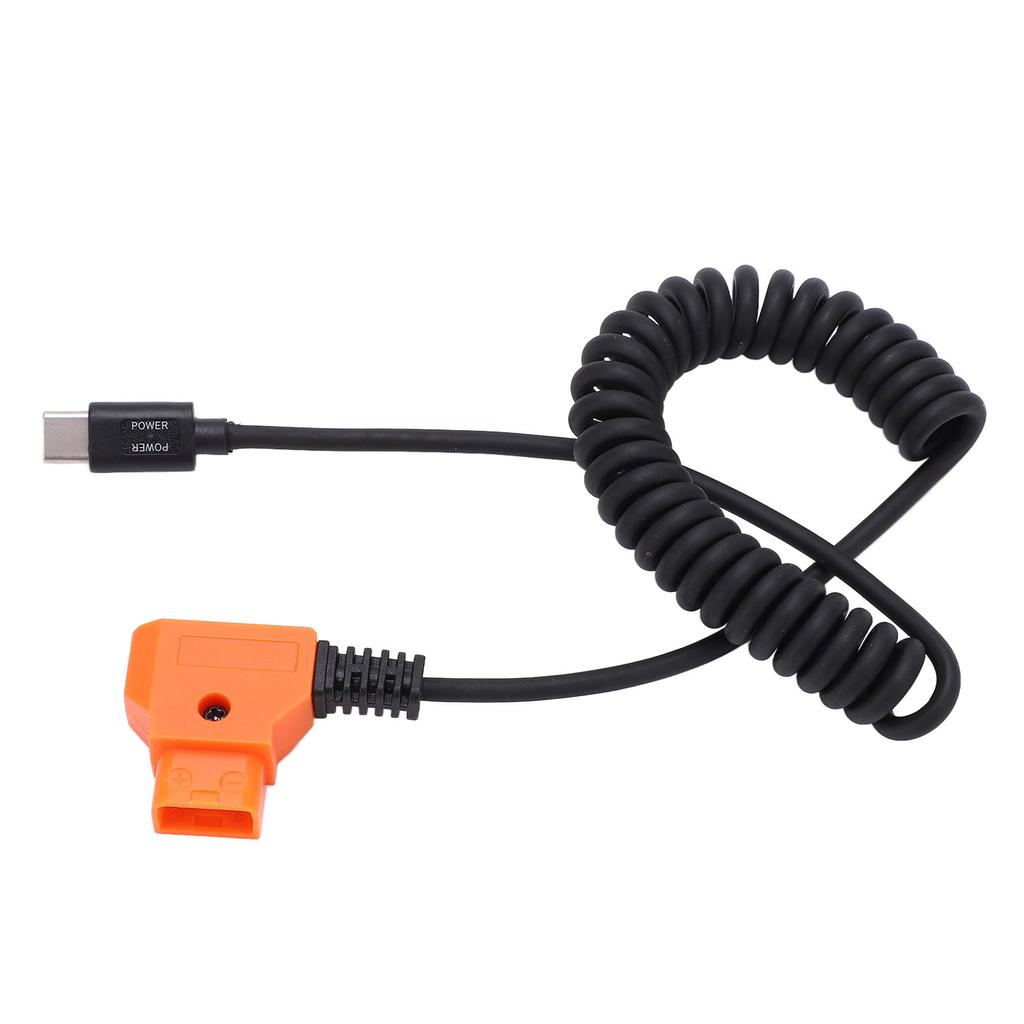 USB C Power Flexible Cable to D Tap Coiled Power Cord for V Mount Battery