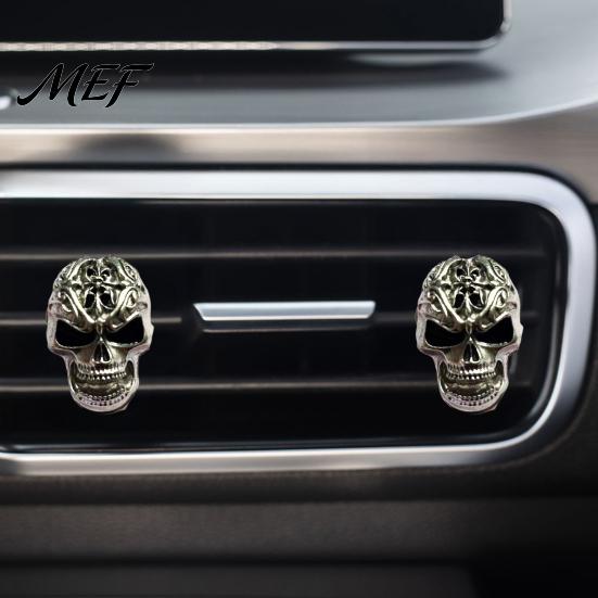 Metal Skull Vent Clip for Vehicles Car Air Clip, Retro Alloy Dashboard Halloween Interior Decoration Trim Funny Head Auto Accessories Creative Drivers