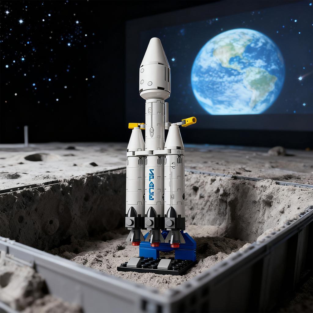Космическая ракета, модель из строительных блоков, военная сборка, развивающая игрушка для мальчиков и детей