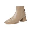 2024 Spring and Autumn Winter New Korean Fashion Short Boots Square Head Thick Heel Zipper Back Fashion Women's Boots