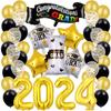 Graduation Balloon Congratulation Banner Balloon Black Gold Foil Balloons Party Decoration Air Globos Graduation Set