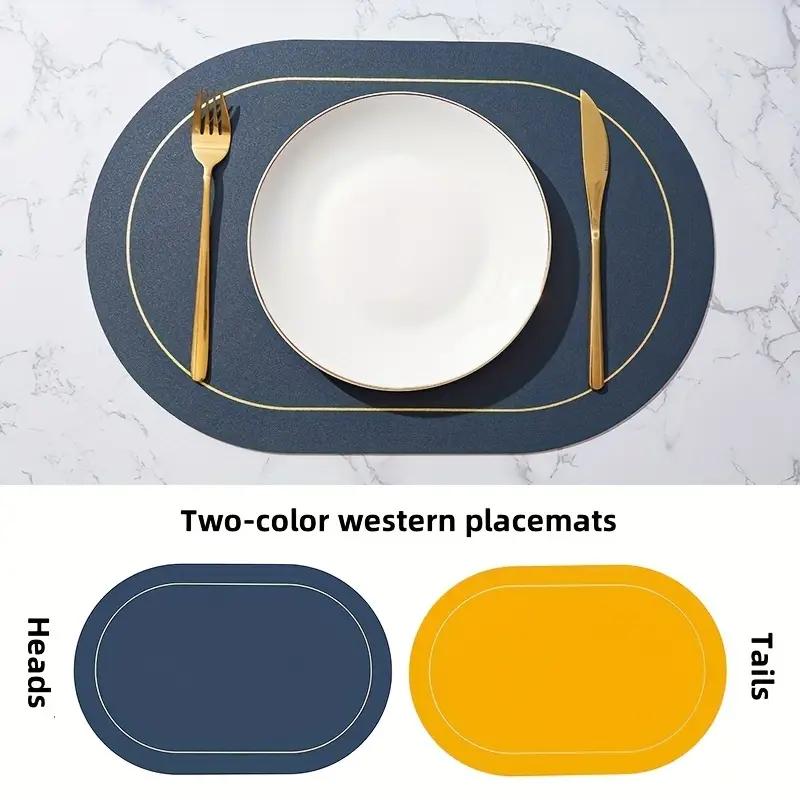 1/4/6pcs,PU Placemats,Dining Table Waterproof Non-Slip Table Mat,Heat Insulation Leather Place Mats Set,Nordic Style Cup Mat