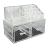 Clear Vanity Makeup Organizer Stackable Cosmetic Storage Display Case with 2pcs Drawers and Tray For Makeup Brushes