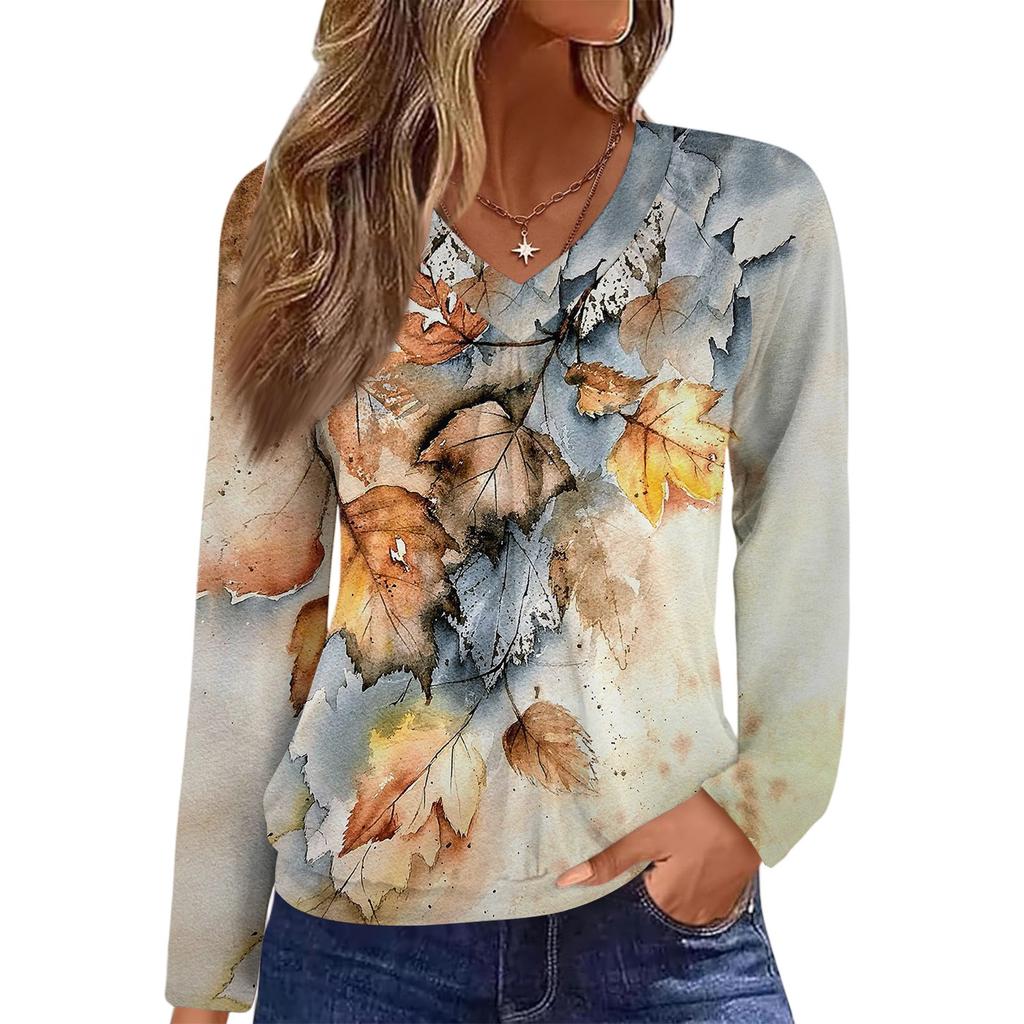 Женский повседневный модный топ с V-образным вырезом, рукавами реглан, плиссировкой и цветочным принтом, с длинным рукавом
