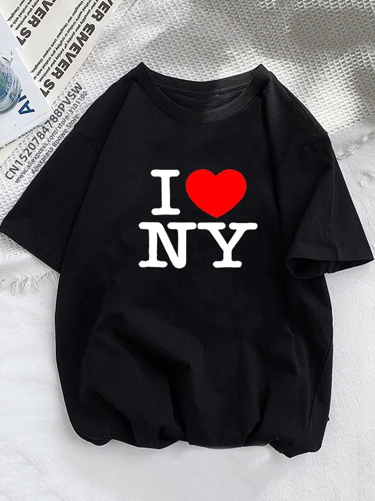 Женская футболка с надписью «I Love NY New York» для девочек Y2K Harajuku, черная, розовая, красная, новая, женская, забавная одежда, подарок