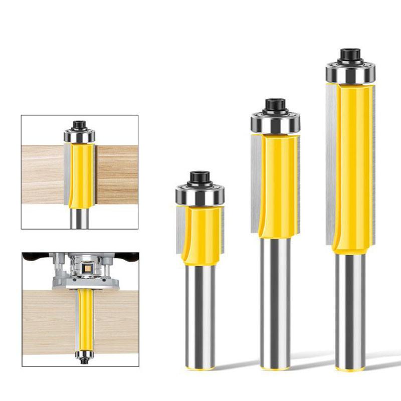 8mm Shank Lengthened Trimming Cutter Belt Bearing Straight Cutter Trimming Router Bit Slotting Burr Cutter Head Trimming Cutter