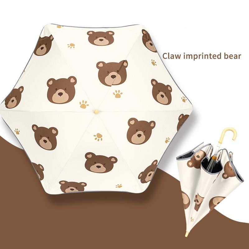 Cartoon UV Umbrella Long Hand Parasol Kids Sun Rain Umbrella Round Corners Protection Umbrellas With Reflective Strip Parasol