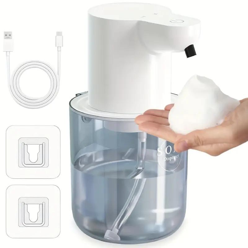 400ML Countertop or Wall Mounted USB Rechargeable 4-Levels Adjustable Electric Infrared Automatic Smart Sensor Soap Dispenser