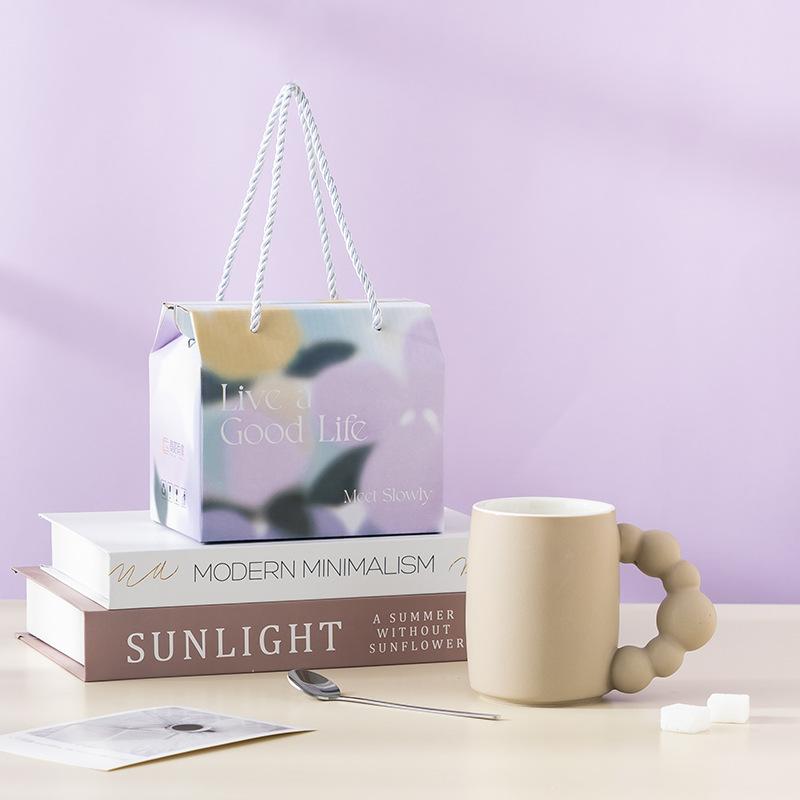 Кружка с цветной глазурью высокой ценности для жизни, подарочная коробка для мероприятия, кофейная чашка в стиле инс, чашка для воды, свадебный сувенир