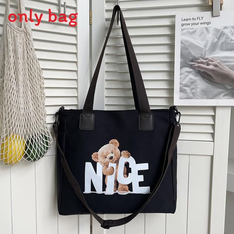 Oxford Canvas Tote Bag For Women With Letter Print Soft Shoulder Daily Use