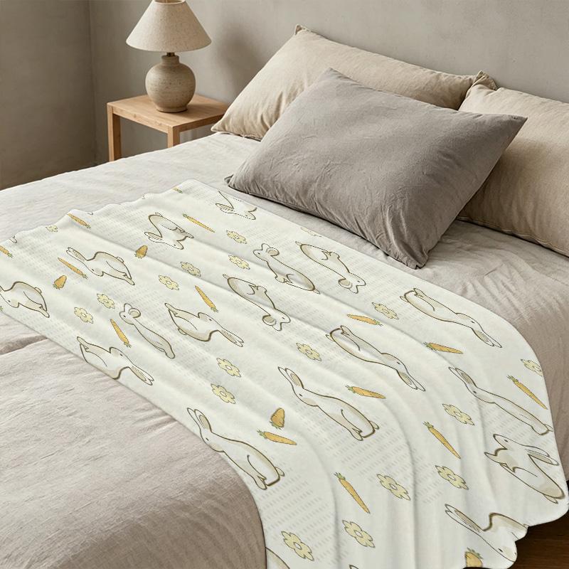 Rabbit Series Flannel Blanket – Soft Anti-Pilling Warm Throw for Cozy Home & Festive Good Sleep