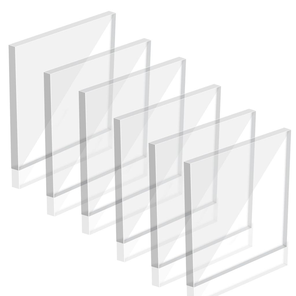 Ziyue 6-Piece Acrylic Block Display Stand, 100 мм Диаметр x 10 мм Толщина, Квадратная акриловая подставка, Прозрачная выставочная база