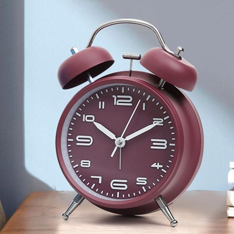 Alarm Clock, Noiseless Clock with Light and Noiseless for Heavy Sleepers 4.6" Analogue Alarm Clock