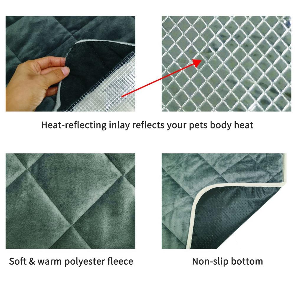 Grey Thermal Pet Mat Anti-Slip Dog Bed Pad Easy To Carry Self-Warming Cat Bed for Small Medium Pet