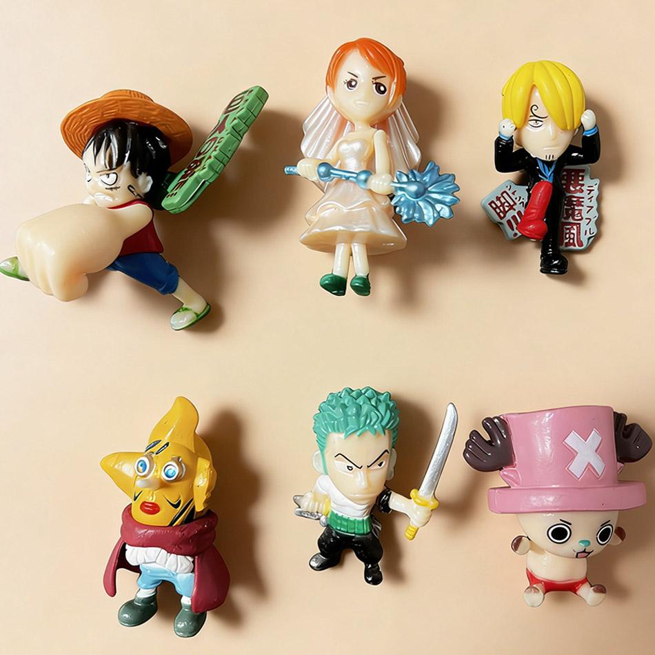 Popular  6Pcs Q Version Small Monkey D Luffy Nami Roronoa Zoro Chopper Usopp Sanji Pvc Action Figures Collectible Model Toys