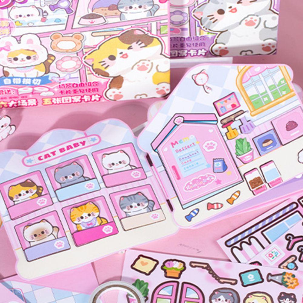 Магнитная книга ручной работы Монтессори DIY для детей, занимающаяся книга, игрушка, наклейка для кошки, подарок на день рождения