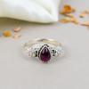 Кольцо ручной работы из стерлингового серебра 925 пробы с гранатом в форме груши и драгоценным камнем для женщин