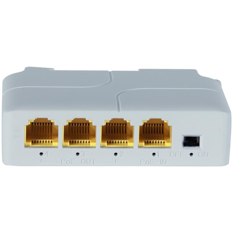 100/1000Mbps Gigabit 4 Port POE Networking Extender Featuring Rail Mount for Indoor Use Supporting 250M Distance