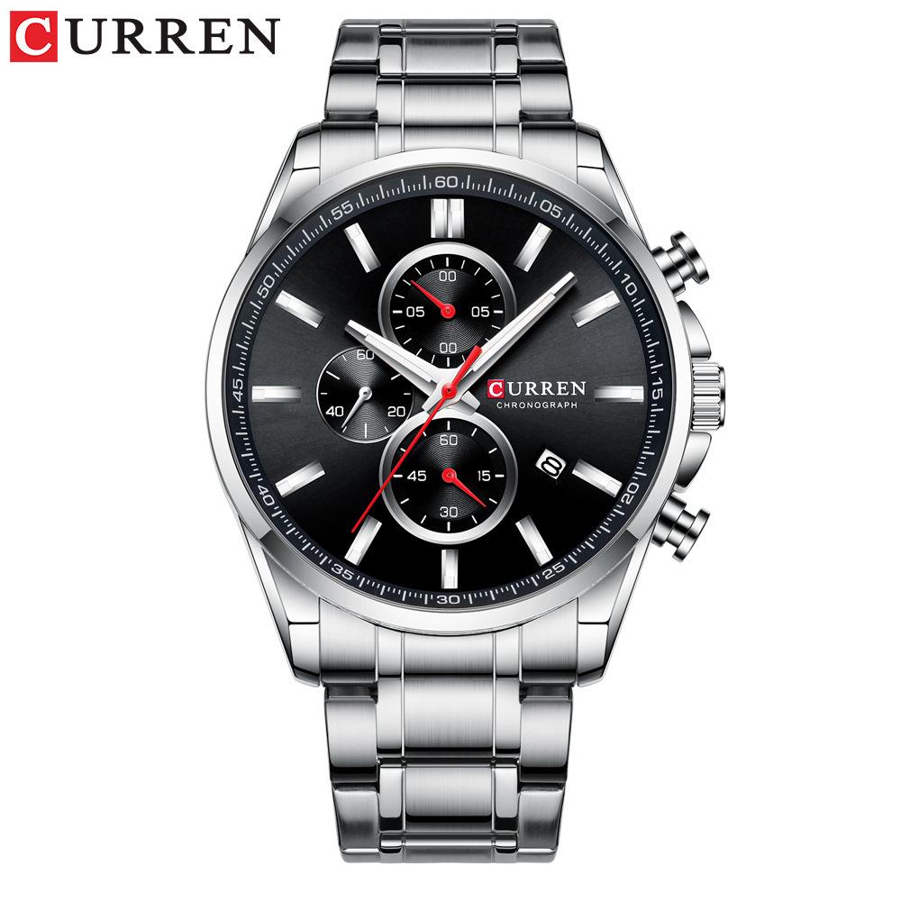 CURREN New Top Men's Watches Six -pin Quartz Watch Steel Belt Business Casual Watch